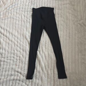 Aeropostale Black Leggings Stretchy Ribbed Crossbody Waist Design